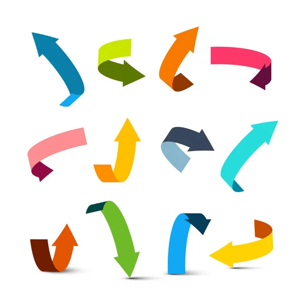 Vector Colorful Bent Arrows Set. Up, Down, Left and Right Arrow Symbols. — Stock Vector