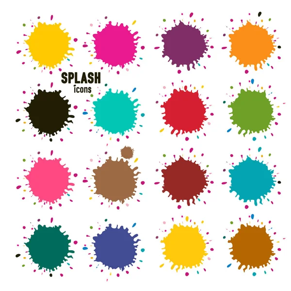 Colorful Splashes. Vector Blots - Abstract Object Set for Graphic Designs. — Stock Vector