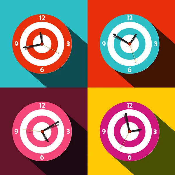 Vector platte klok Icons Set-time symbolen — Stockvector