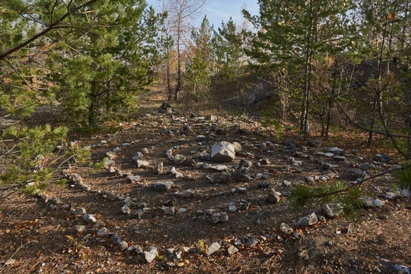 Maze voor heidense retuals in het bos. — Stockfoto