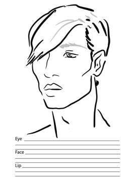 Adam yüz grafik makyaj sanatçı boş. Şablon. illüstrasyon.