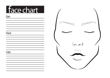 Yüz grafik makyaj sanatçı boş. Asya Template.illustration.