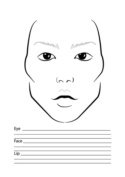 Face Chart Makeup Artist Blank Template Illustration Asian — Stock Photo, Image