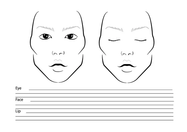 Face chart Makeup Artist Blank. Template.illustration. asian