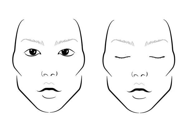 Face Chart Makeup Artist Blank Modèle Illustration Asiatique — Photo