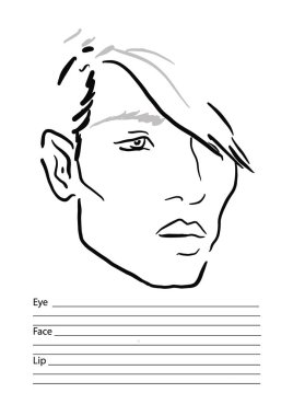 Adam yüz grafik makyaj sanatçı boş. Şablon. Vektör çizim.