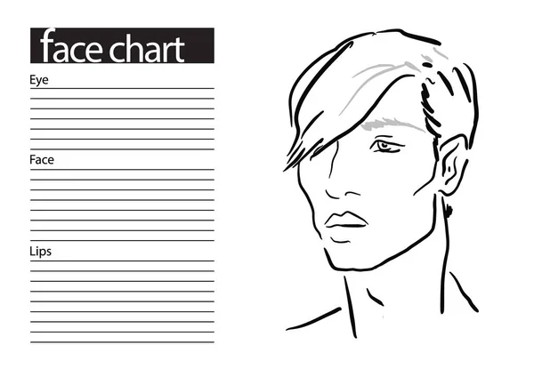 Man Face chart Makeup Artist Blank. Template. Vector illustration.