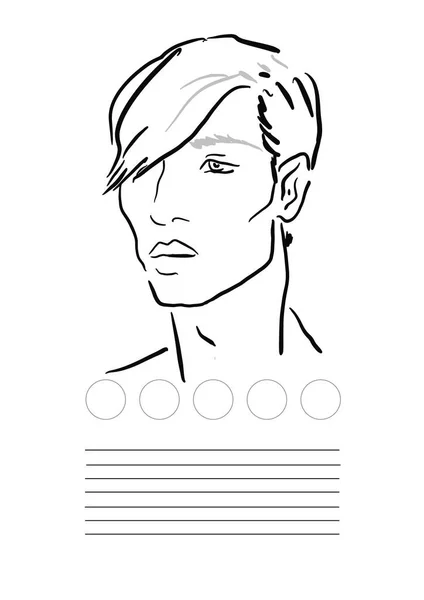 Hombre Carta Facial Maquillaje Artista Blanco Plantilla Ilustración Vectorial — Vector de stock