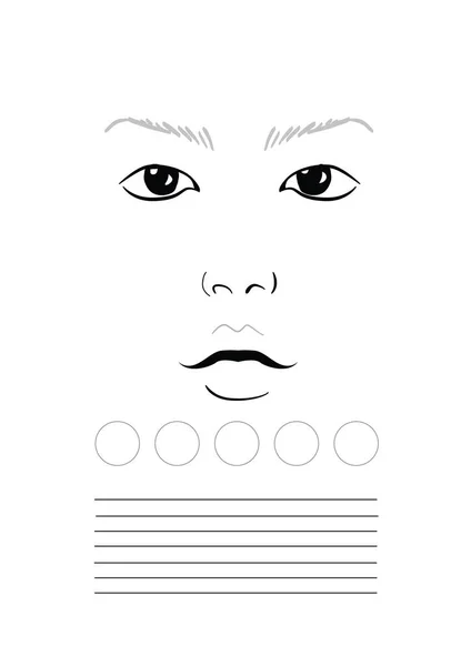 Carta Facial Maquillaje Artista Blanco Plantilla Ilustración Vectorial — Archivo Imágenes Vectoriales