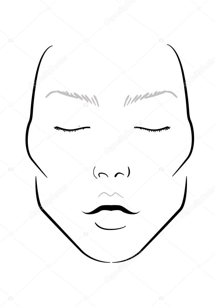 ManFace chart Makeup Artist Blank. Template. Vector illustration.
