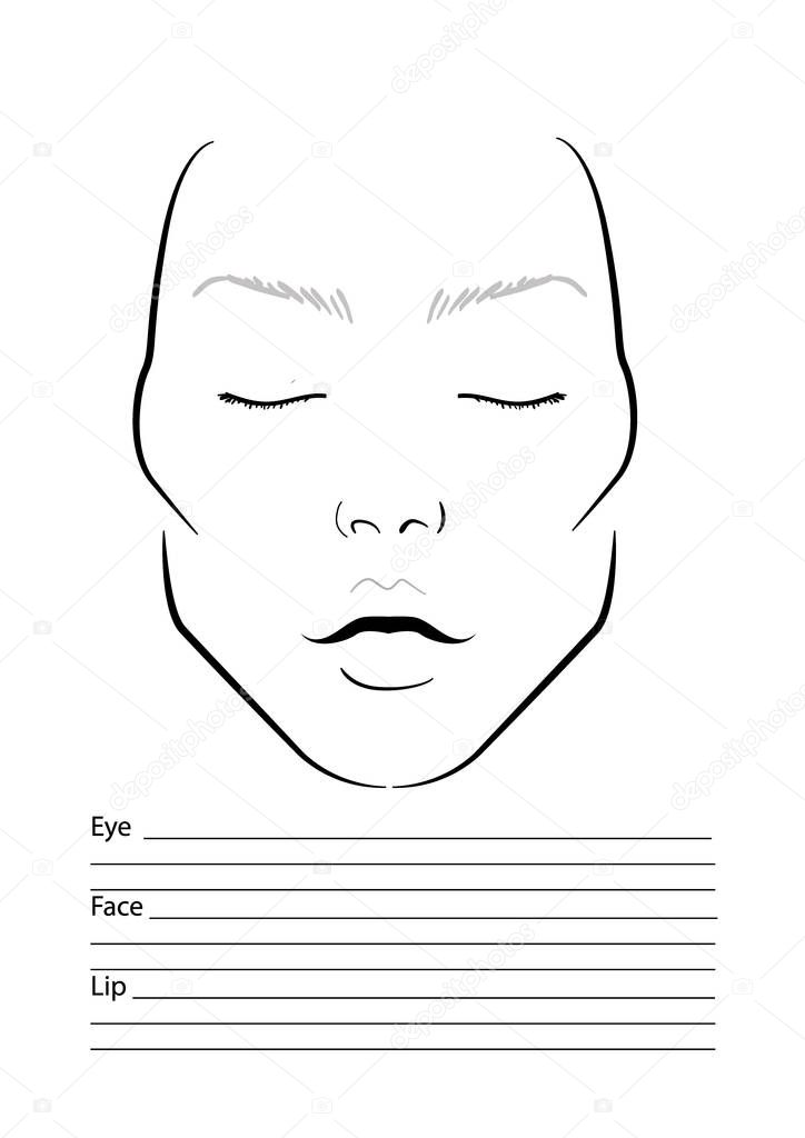 ManFace chart Makeup Artist Blank. Template. Vector illustration.