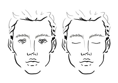 Man Face chart Makeup Artist Blank. Template illustration. clipart