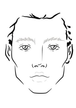 Adam yüz grafik makyaj sanatçı boş. Şablon çizimi.