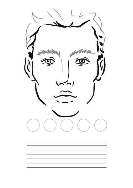 Uomo Face Chart Makeup Artist Blank Illustrazione Modello — Foto Stock