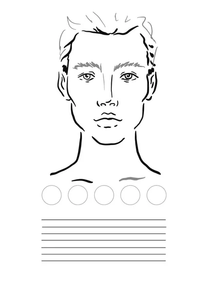 Man Face chart Makeup Artist Blank. Template illustration.