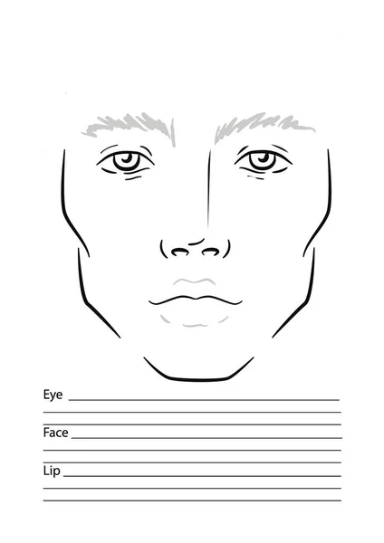 Man Face Chart Makeup Artist Blank Шаблоны — стоковое фото