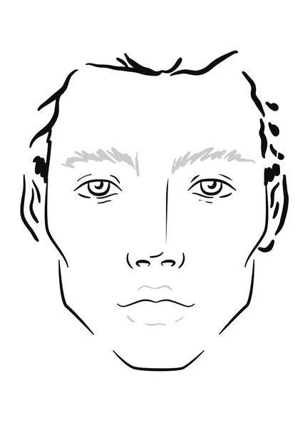 Uomo Face Chart Makeup Artist Blank Illustrazione Modello — Foto Stock