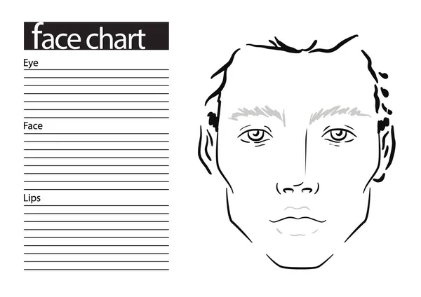 Чоловік Face Chart Макіяж Художник Бланк Шаблонна Ілюстрація — стокове фото