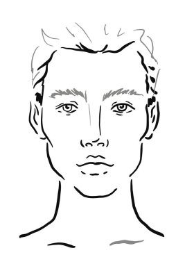 Man Face chart Makeup Artist Blank. Template. Vector illustration. clipart