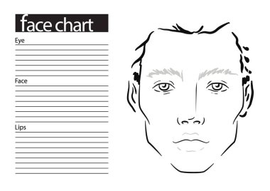 Adam yüz grafik makyaj sanatçı boş. Şablon. Vektör çizim.