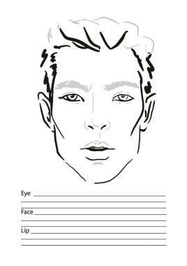 Adam yüz grafik makyaj sanatçı boş. Şablon. Vektör çizim.