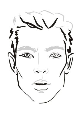 Adam yüz grafik makyaj sanatçı boş. Şablon. Vektör çizim.