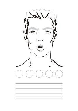 Man Face chart Makeup Artist Blank. Template. Vector illustration. clipart