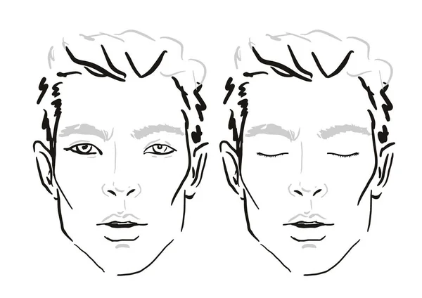 Man Face Chart Makeup Artist Blank Template Vector Illustration — Stock Vector