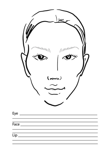 Face Chart Makeup Artist Blank Template Vector Illustration — Stock Vector