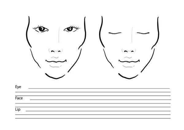 Face Chart Makeup Artist Blank Modèle Illustration Vectorielle — Image vectorielle