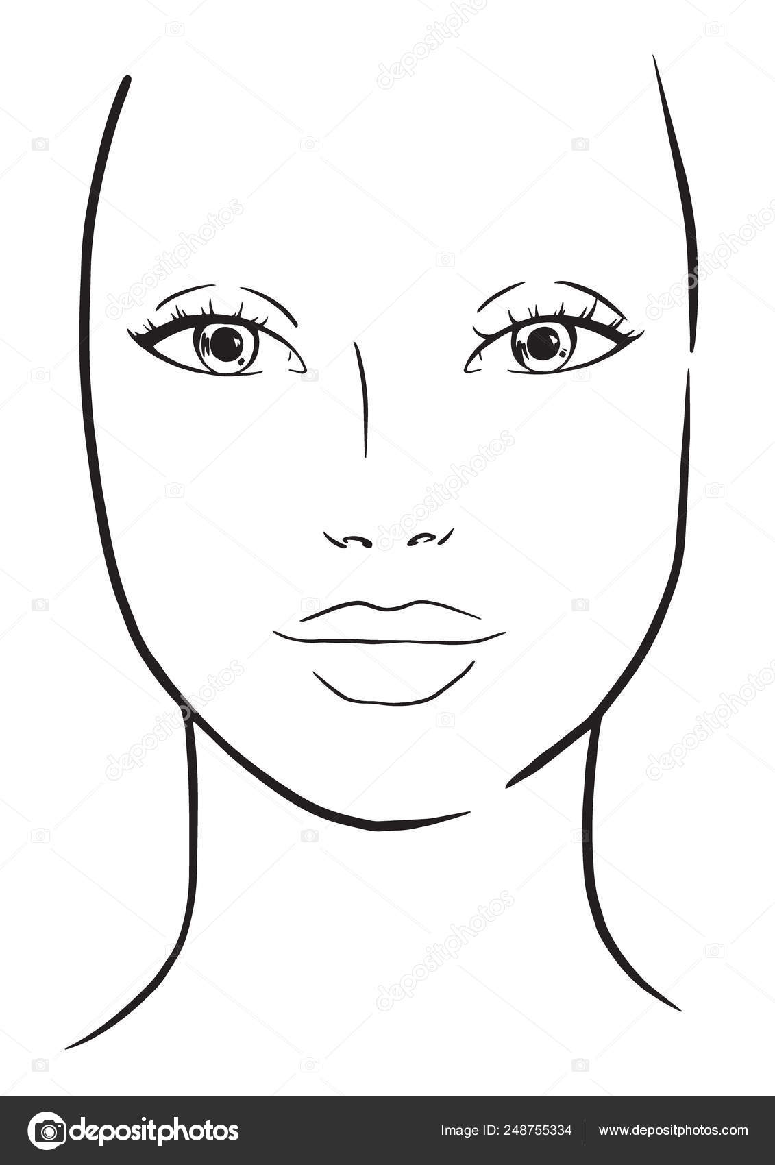 Face chart Makeup Artist Blank. Template. Vector illustration. — Stock