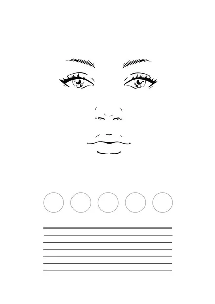 Gráfico facial Maquiagem Artista em branco. Modelo. Ilustração vetorial . — Vetor de Stock