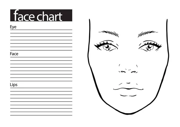 Carta facial Maquillaje Artista en blanco. Plantilla. Ilustración vectorial . — Vector de stock