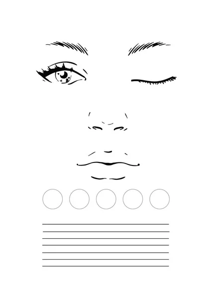 Grafico facciale Makeup Artist Blank. Modello. Illustrazione vettoriale . — Vettoriale Stock