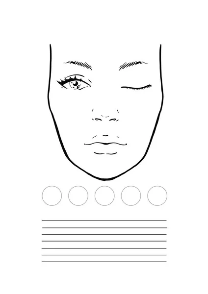 Grafico facciale Makeup Artist Blank. Modello. Illustrazione vettoriale . — Vettoriale Stock