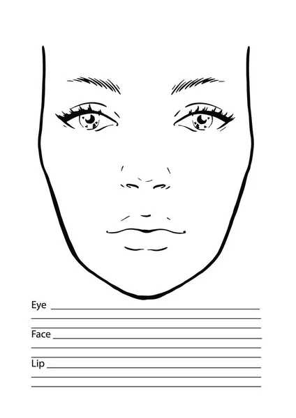 Carta facial Maquillaje Artista en blanco. Plantilla. Ilustración vectorial . — Archivo Imágenes Vectoriales