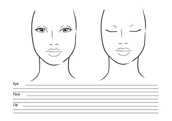 Face chart Makeup Artist Blank. Template. Vector illustration. — Stock Vector