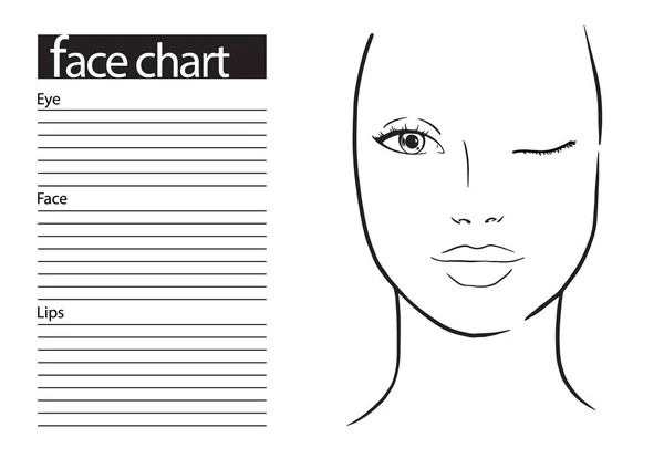 Carta facial Maquillaje Artista en blanco. Plantilla. Ilustración vectorial . — Vector de stock