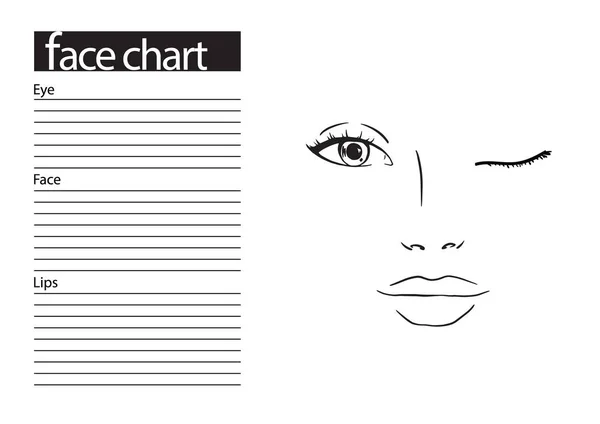 Face chart Makeup Artist Blank. 웹 사이트. 템플릿. 벡터 일러스트. — 스톡 벡터