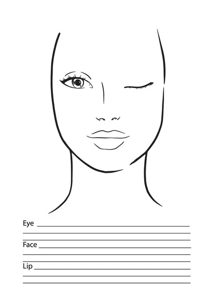 Face chart Makeup Artist Blank. 웹 사이트. 템플릿. 벡터 일러스트. — 스톡 벡터