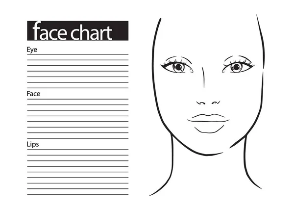 Carta facial Maquillaje Artista en blanco. Plantilla. Ilustración vectorial . — Vector de stock