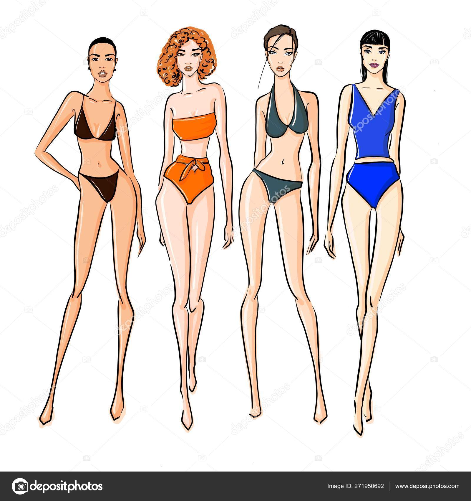 Beautiful Young Woman in Underwear Fashion Sketch Fashion Girl in a Bathing  Suit Handdrawn Fashion Model Woman Stock Vector  Illustration of hair  isolated 148836768