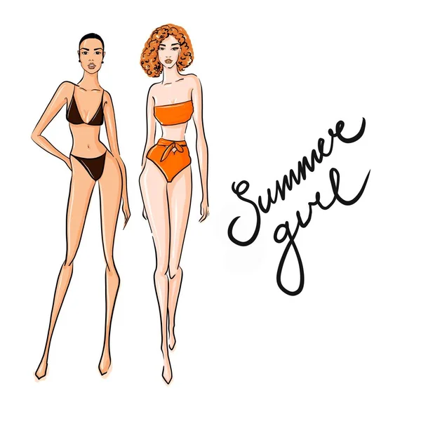 ビキニ水着でセクシーな女性。夏のビーチファッション。美しいg — ストック写真