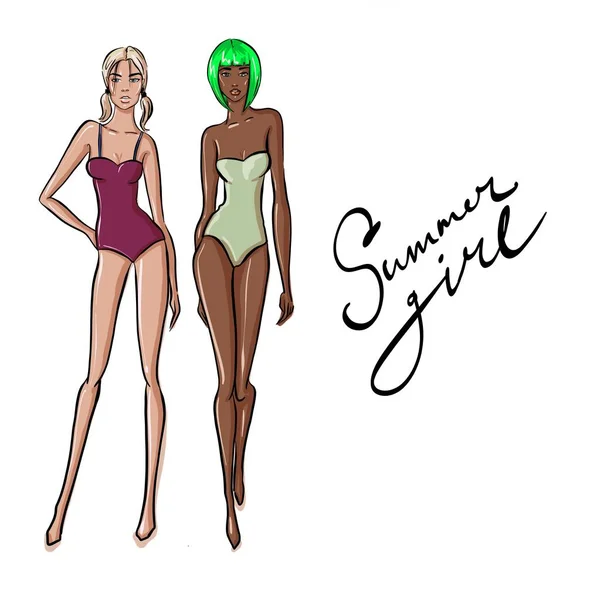 ビキニ水着でセクシーな女性。夏のビーチファッション。美しいg — ストック写真