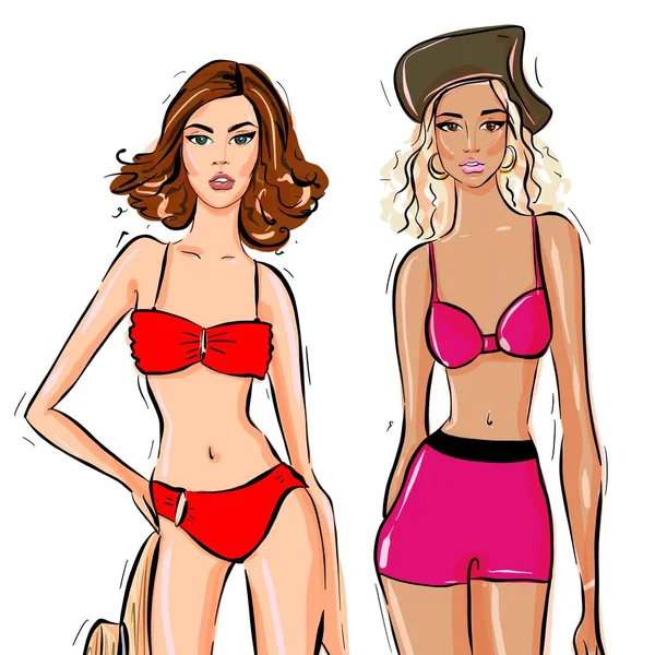 Sexy Frau im Bikini-Badeanzug. Sommer-Strandmode. schön g — Stockfoto