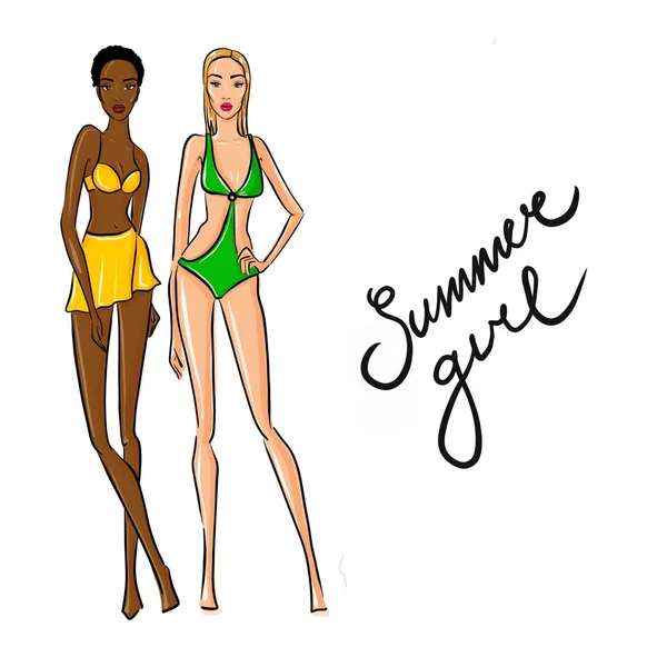Sexy vrouw in bikini badpak. zomer strandmode. Mooie g — Stockfoto