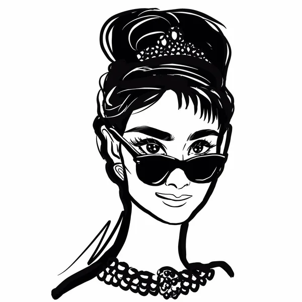 Kaliningrad Rosja Października 2020 Audrey Hepburn Sketch Ilustracja — Zdjęcie stockowe