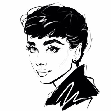 Kaliningrad, Rusya 8 Ekim 2020, Audrey Hepburn Karikatür Çizimi