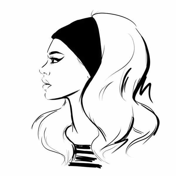 Skiss Illustration Blond Kvinna Retro60 Tals Stil — Stockfoto