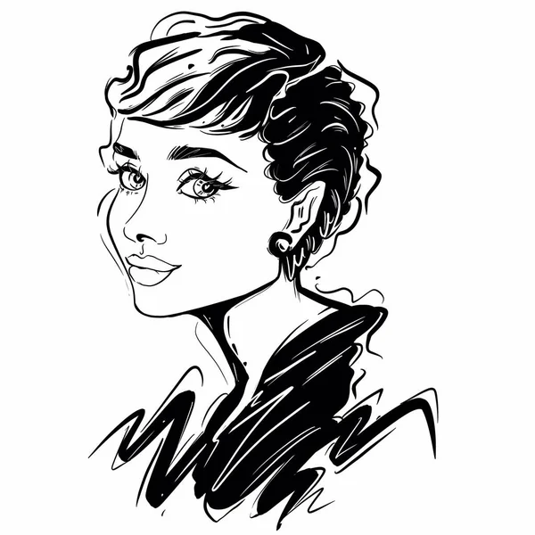 Kalinrad Russia 2020 Audrey Hepburn Caricature Illustration — 스톡 사진